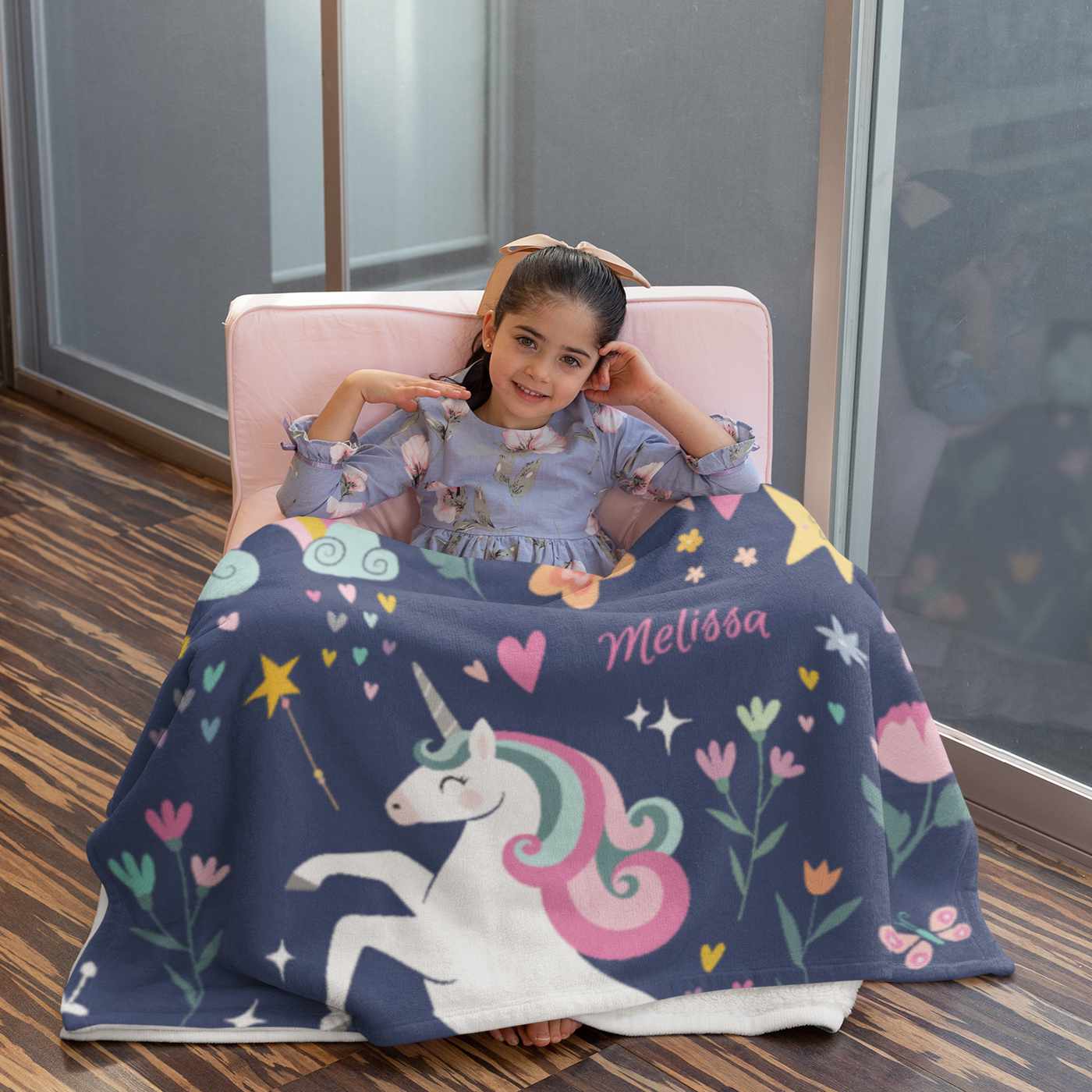Magical Unicorn Name Plush Velveteen Blanket