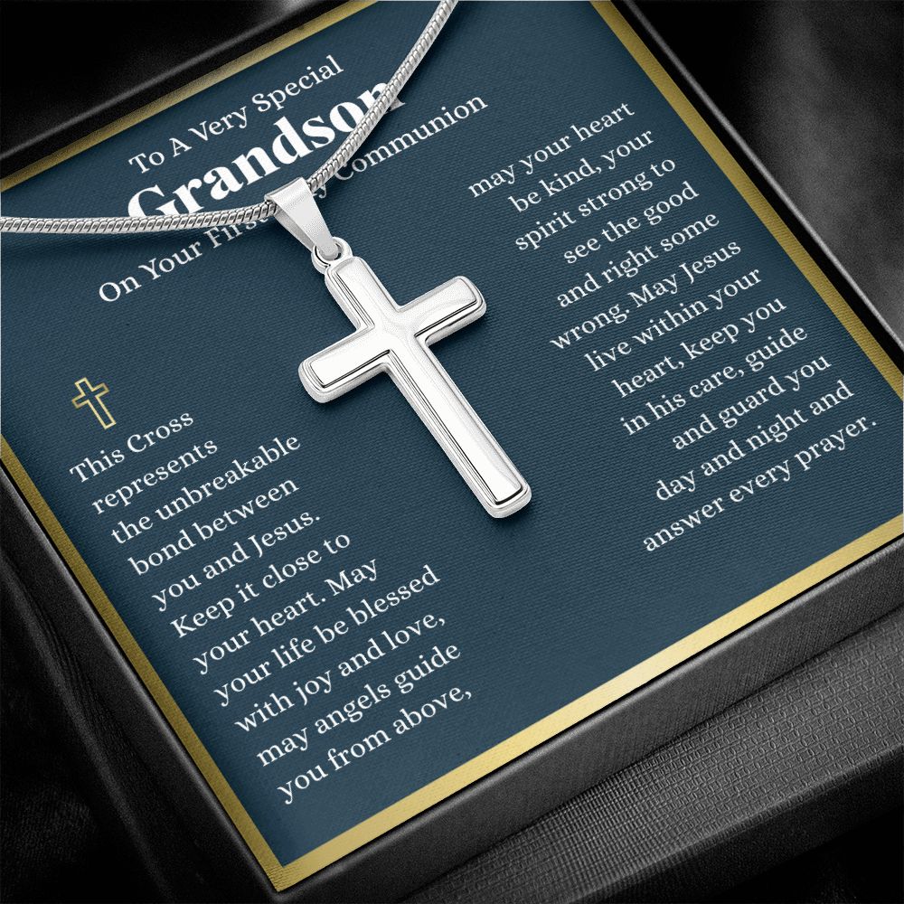 To A Very Special Grandson First Holy Communion Cross - Custom Engraving