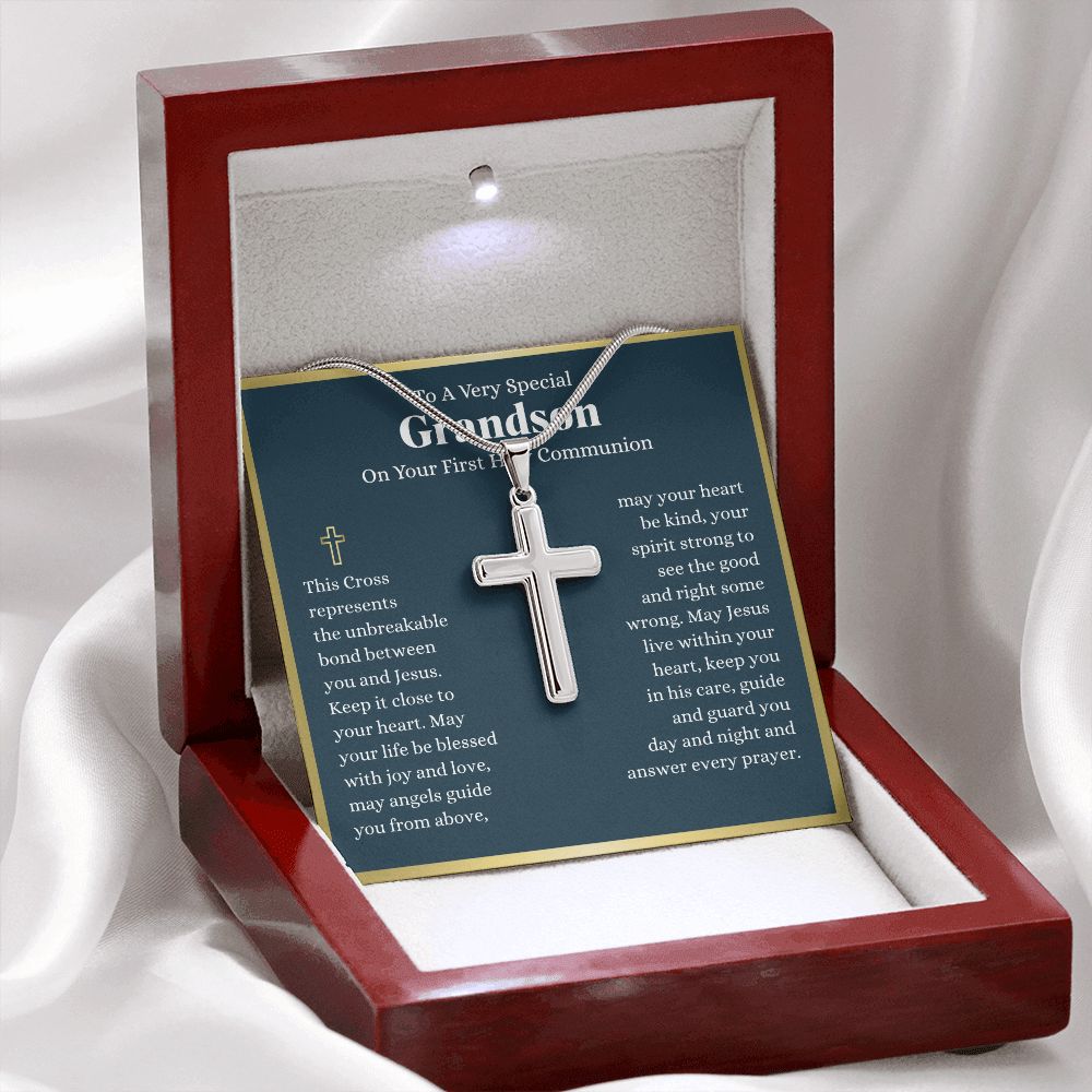 To A Very Special Grandson First Holy Communion Cross - Custom Engraving