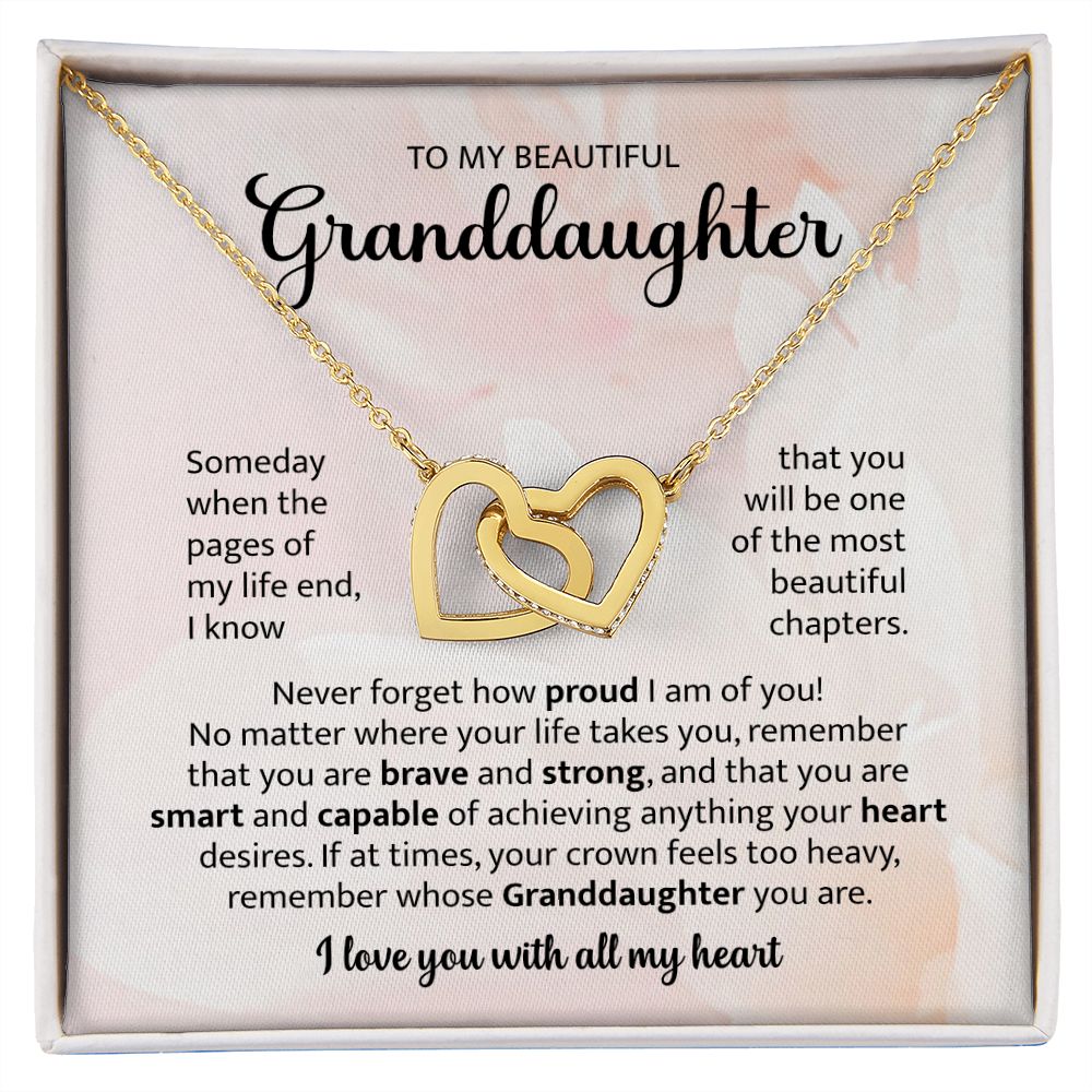 To My Beautiful Granddaughter Interlocking Heart Necklace