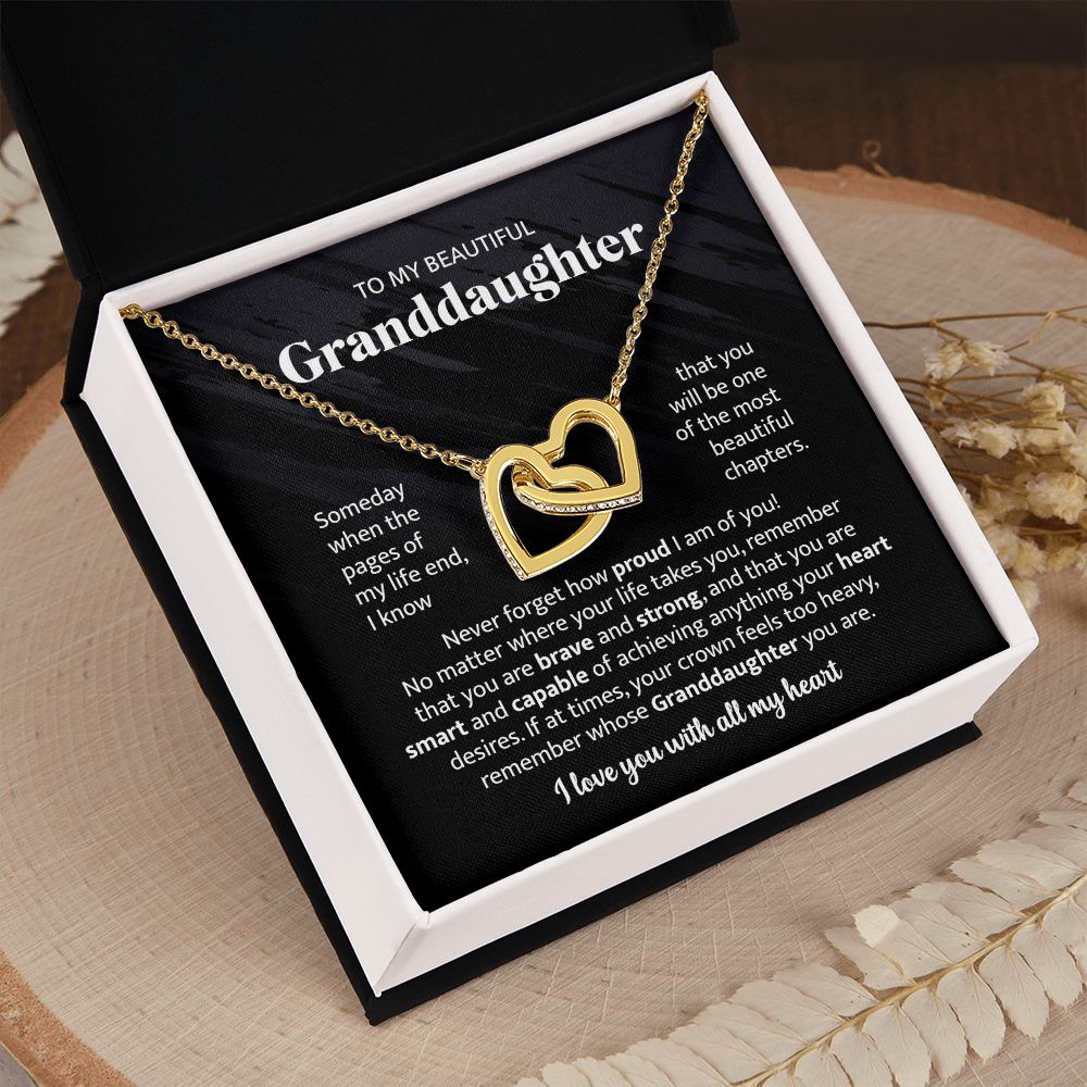 To My Beautiful Granddaughter - Interlocking Heart Necklace