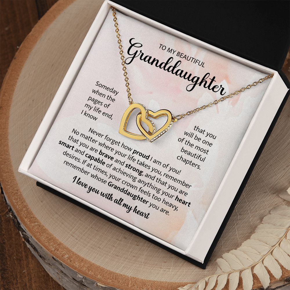 To My Beautiful Granddaughter Interlocking Heart Necklace