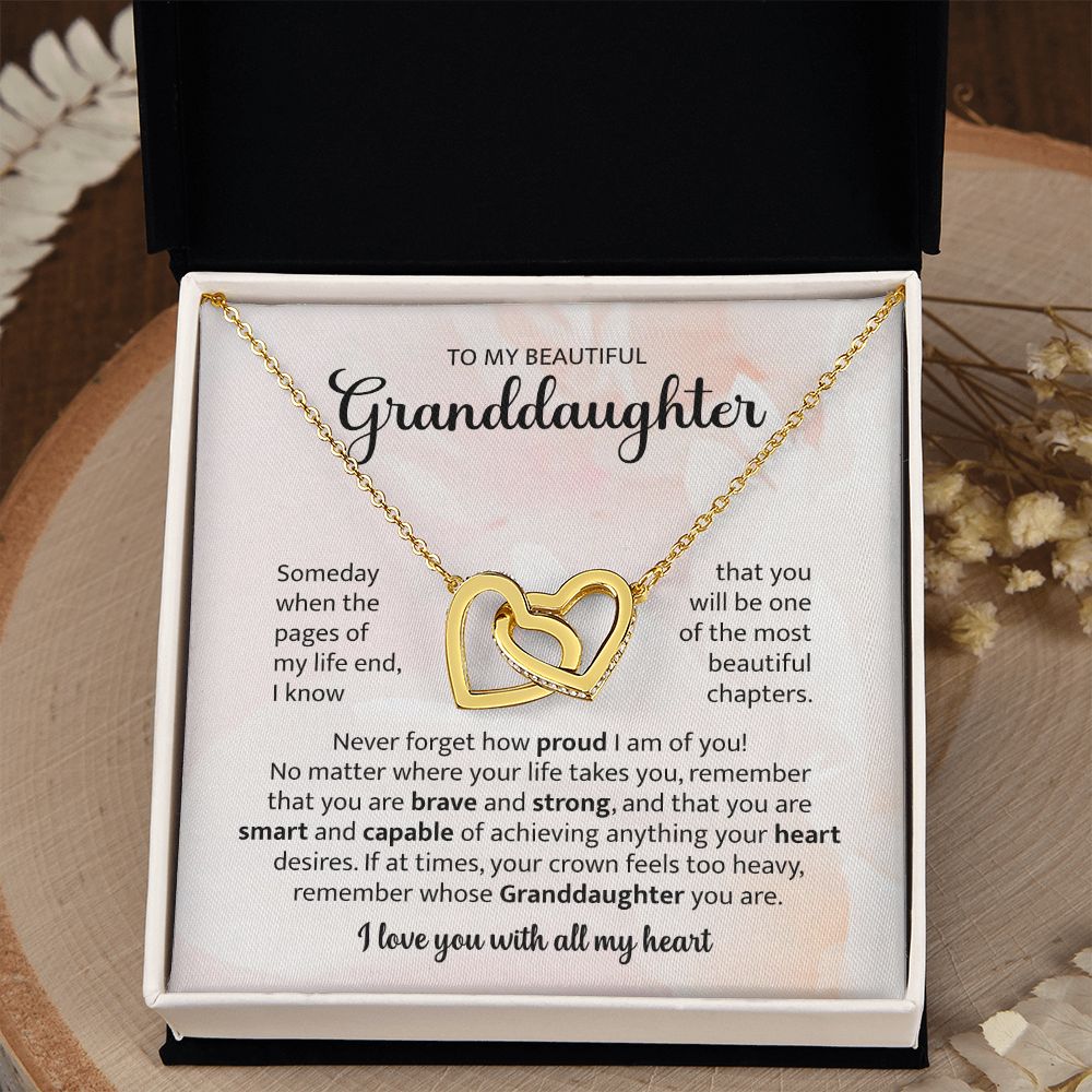 To My Beautiful Granddaughter Interlocking Heart Necklace