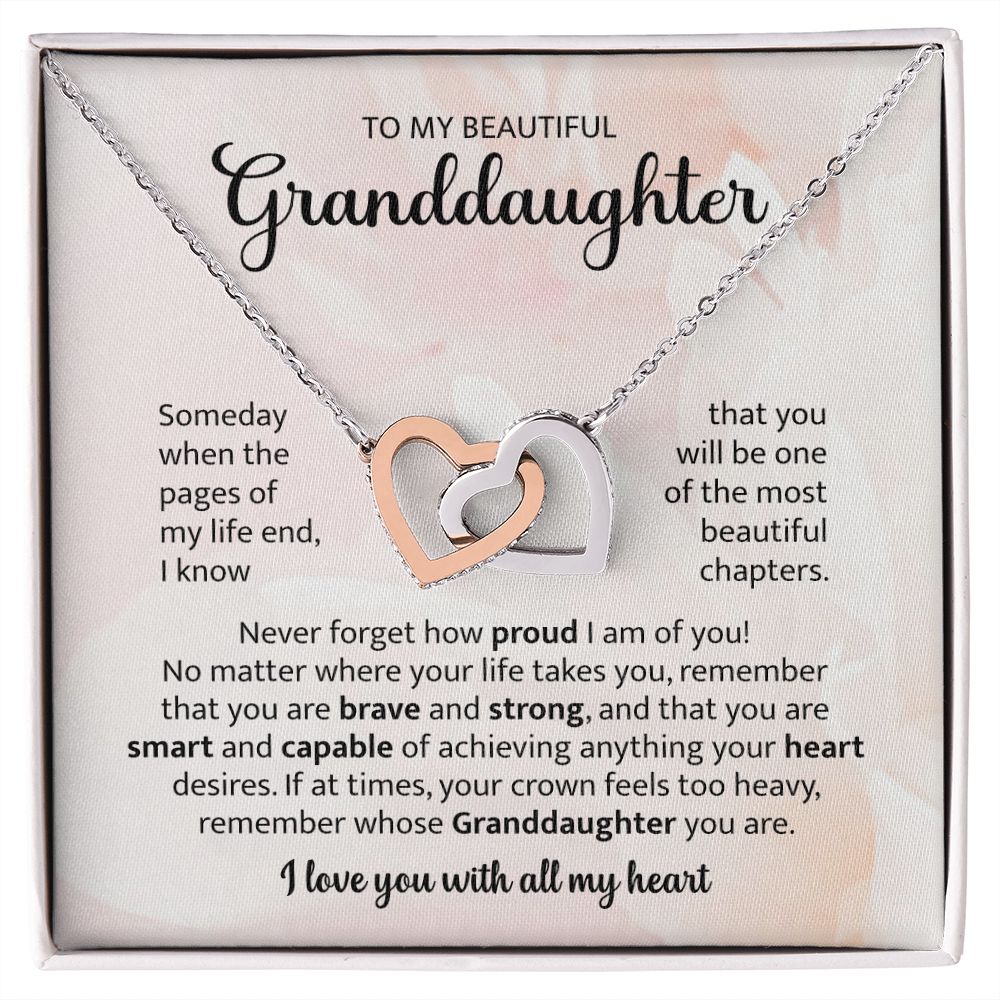 To My Beautiful Granddaughter Interlocking Heart Necklace