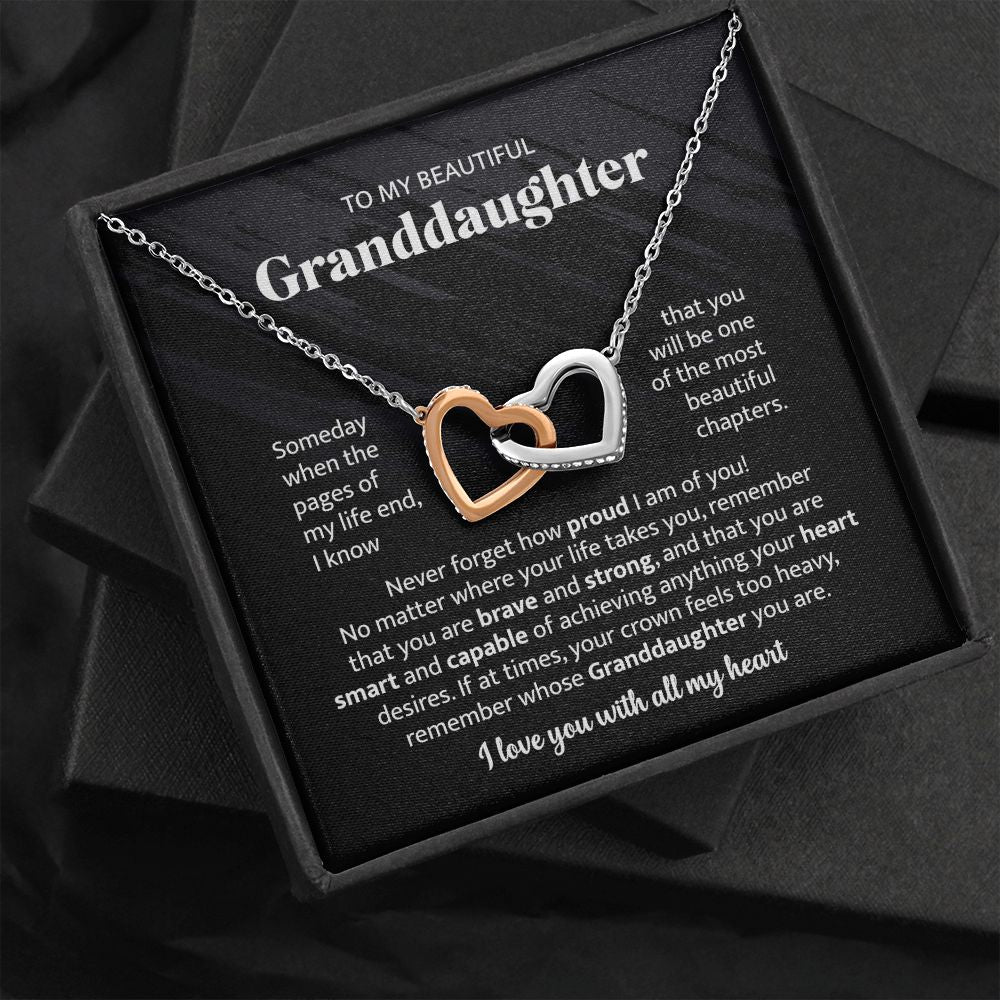 To My Beautiful Granddaughter - Interlocking Heart Necklace