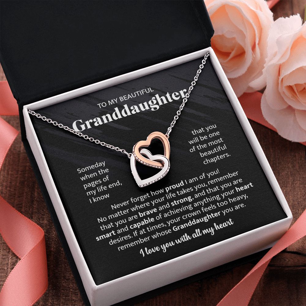 To My Beautiful Granddaughter - Interlocking Heart Necklace