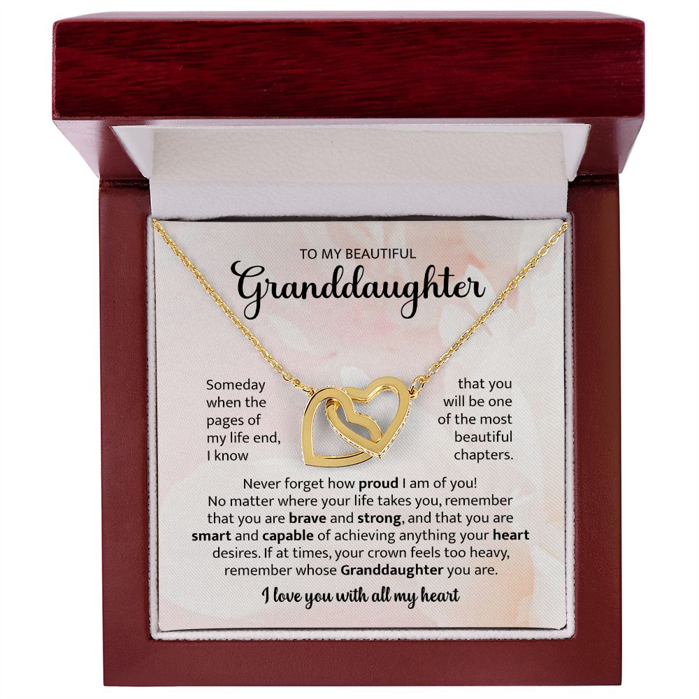 To My Beautiful Granddaughter Interlocking Heart Necklace