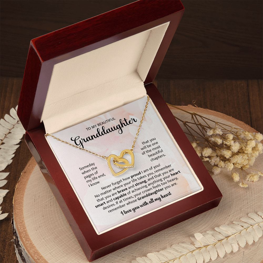 To My Beautiful Granddaughter Interlocking Heart Necklace