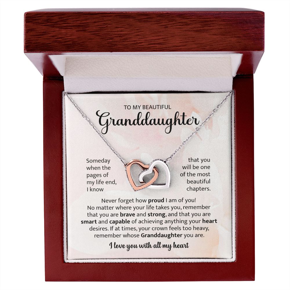 To My Beautiful Granddaughter Interlocking Heart Necklace