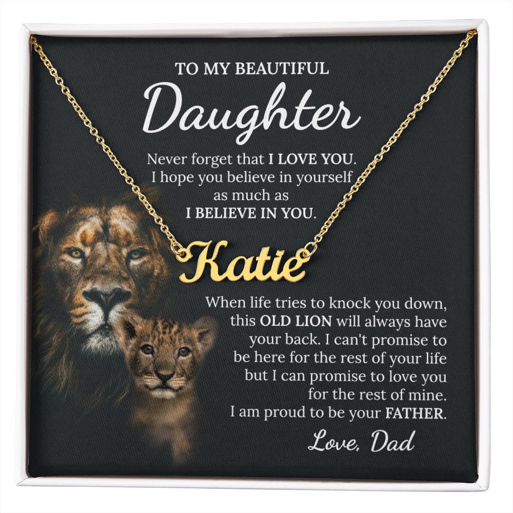 To My Beautiful Daughter Lion Name Necklace