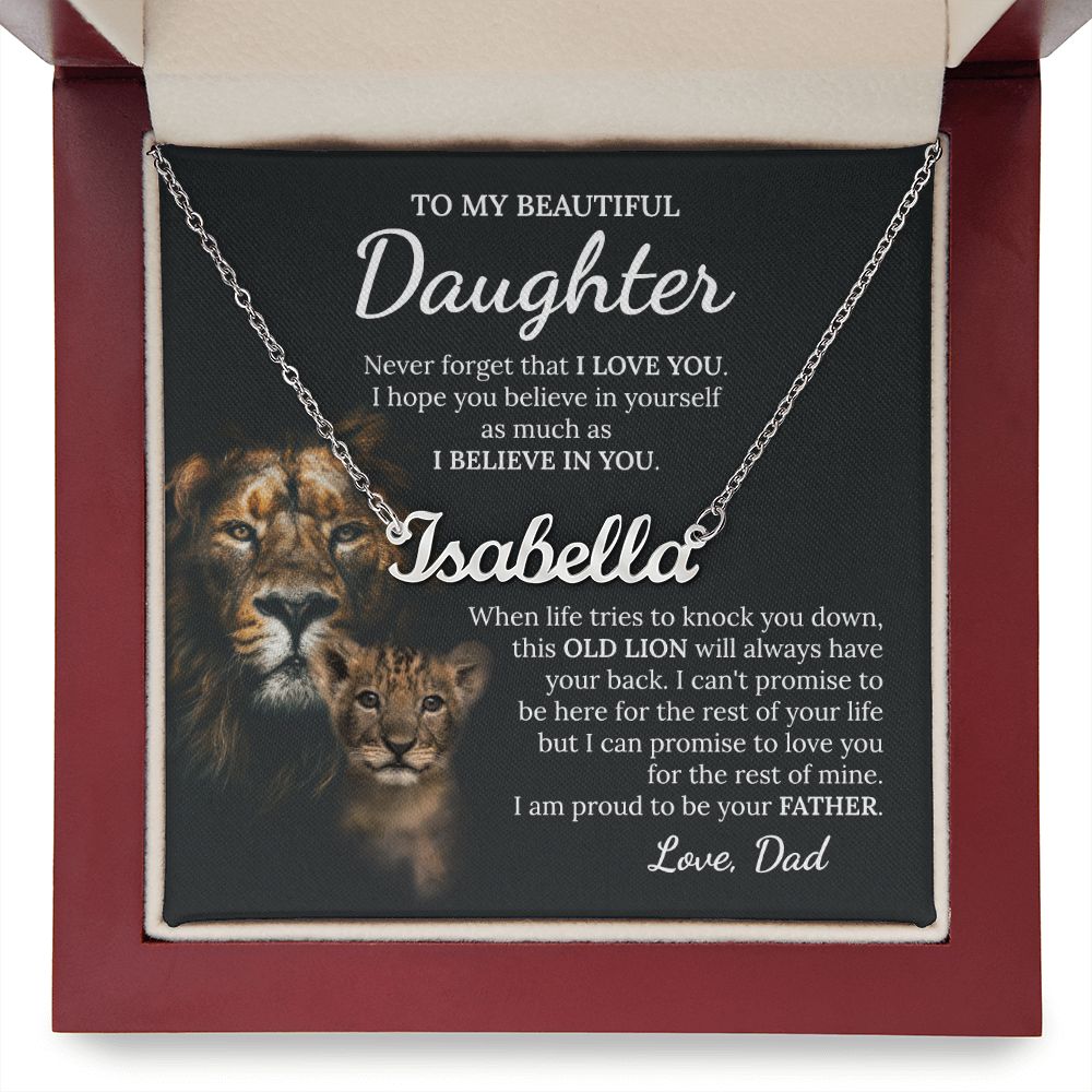 To My Beautiful Daughter Lion Name Necklace