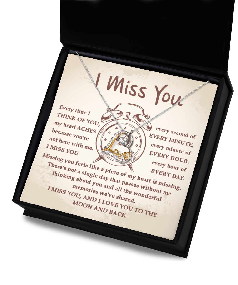 I Miss You Every Second - Love Heart Necklace