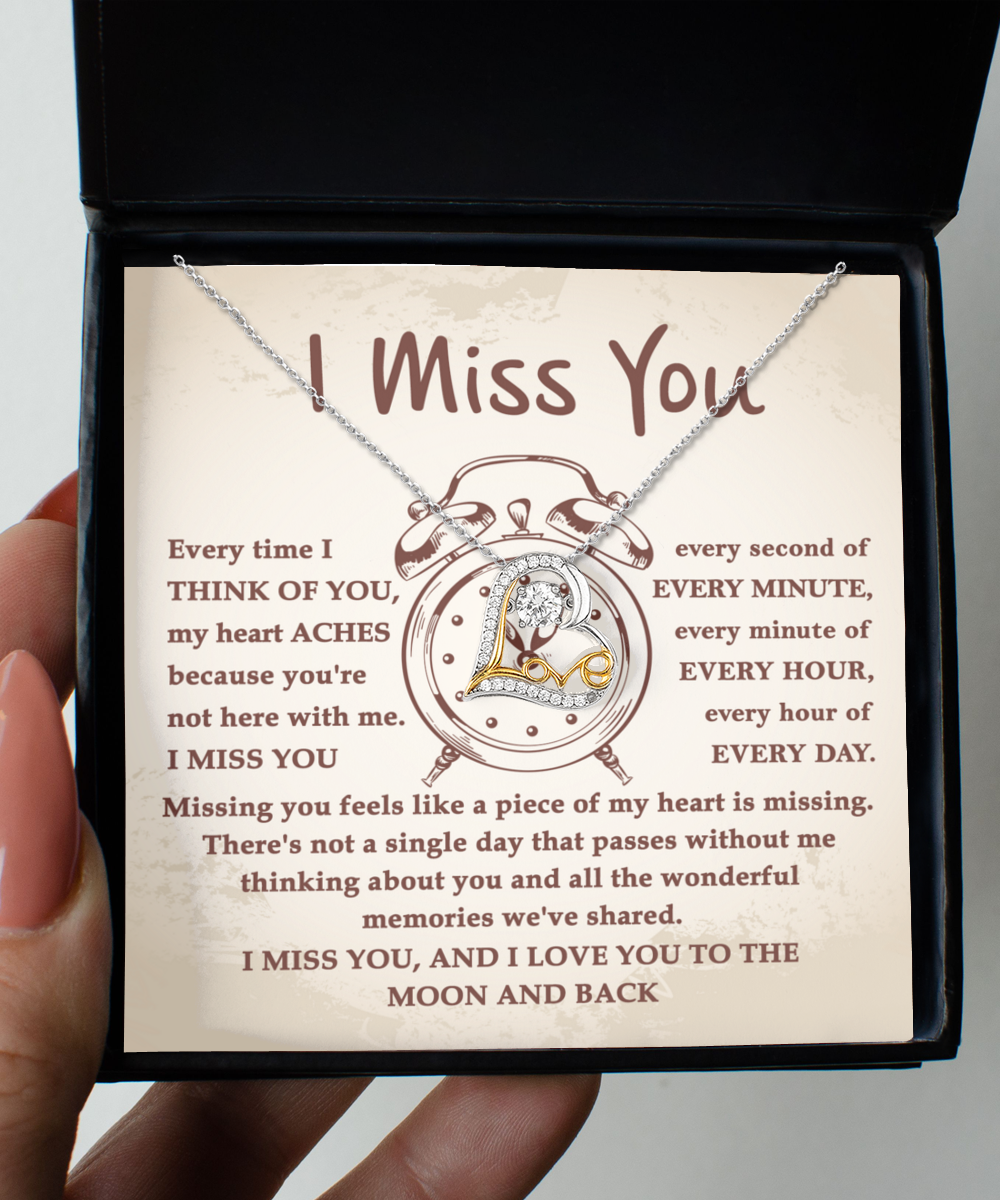 I Miss You Every Second - Love Heart Necklace