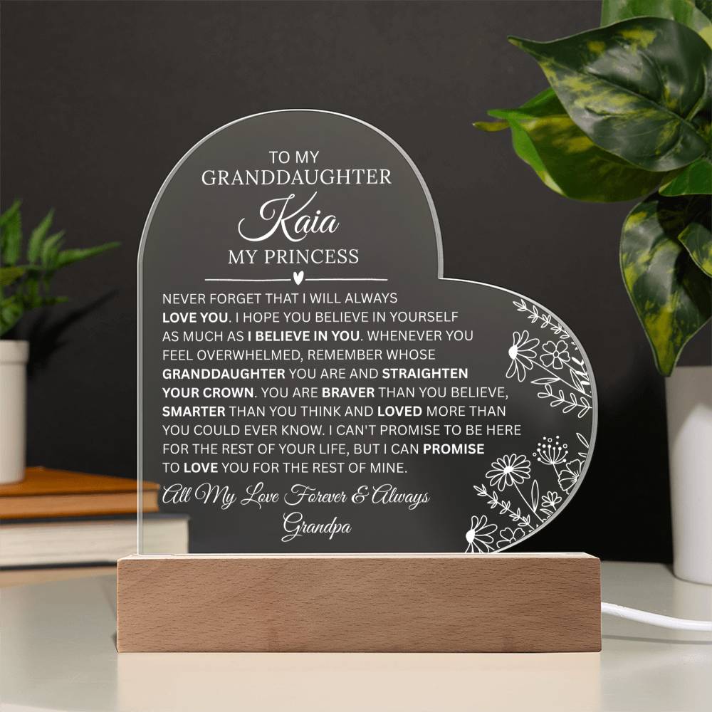 Granddaughter Acrylic Heart Plaque