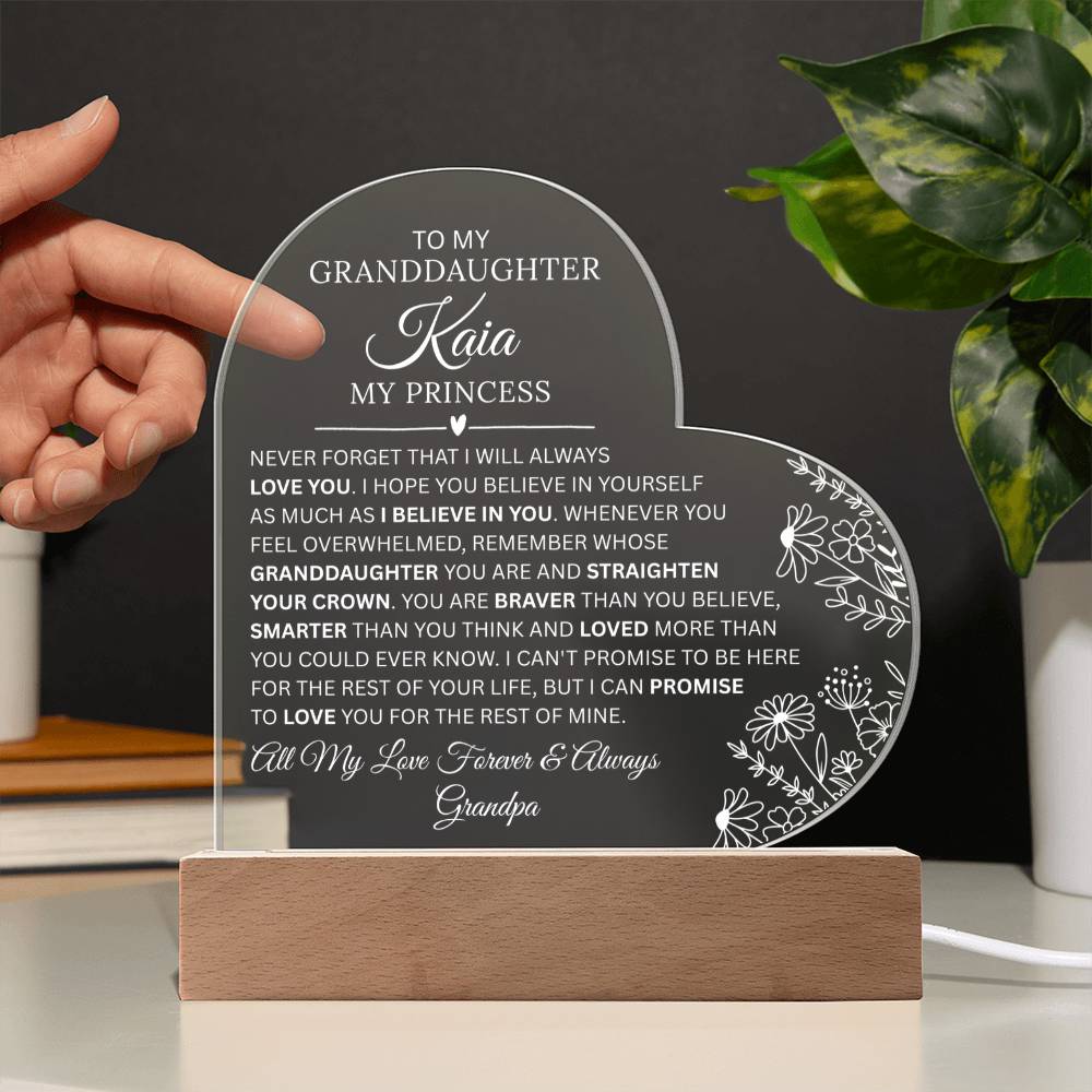Granddaughter Acrylic Heart Plaque