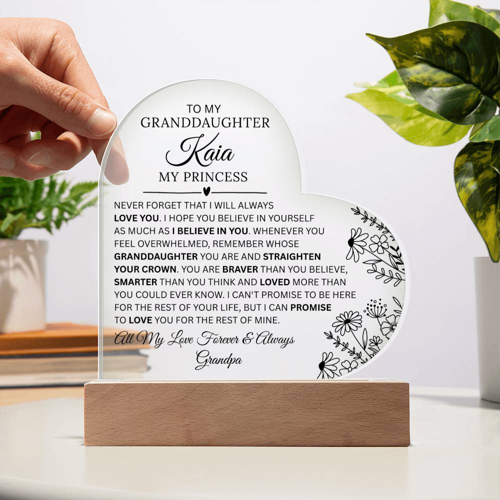 Granddaughter Acrylic Heart Plaque