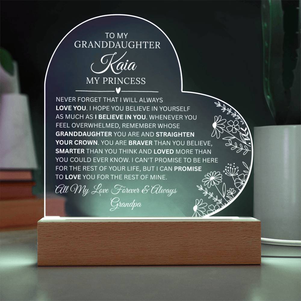 Granddaughter Acrylic Heart Plaque