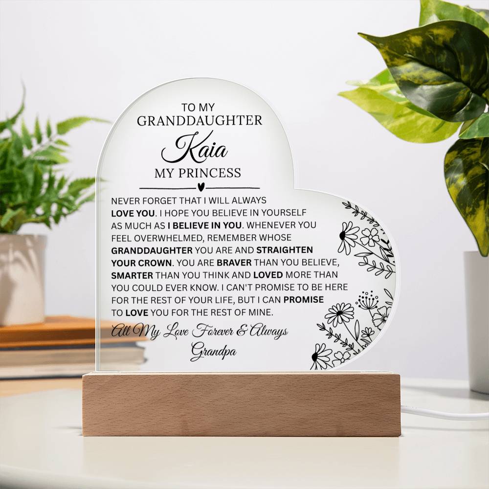Granddaughter Acrylic Heart Plaque