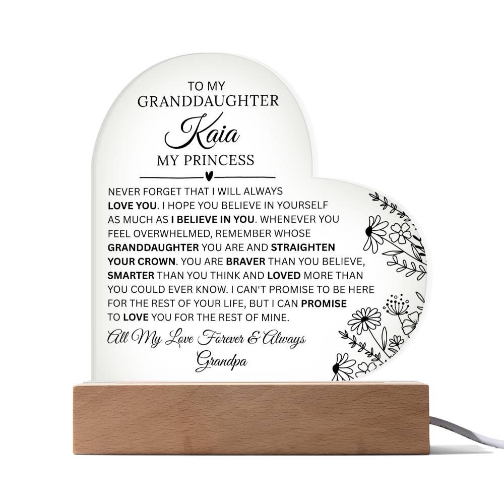 Granddaughter Acrylic Heart Plaque
