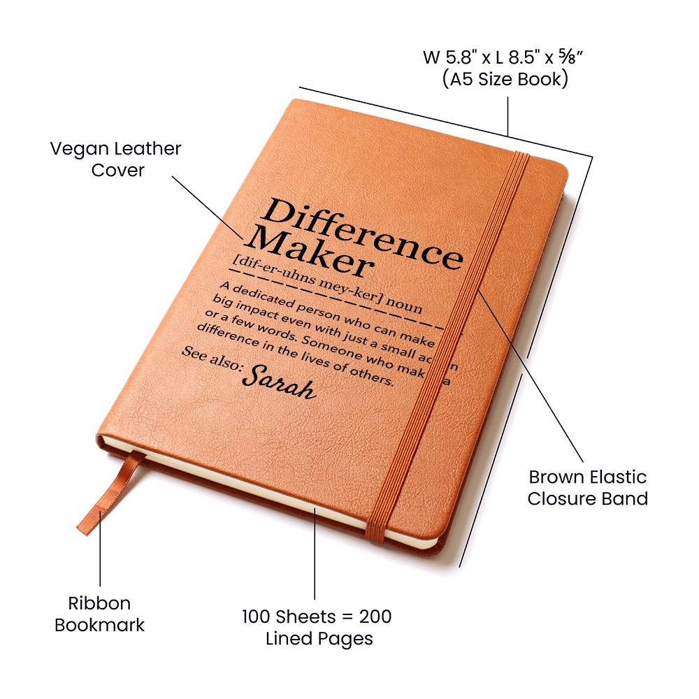 Difference Maker - Personalized Graphic Vegan Leather Journal