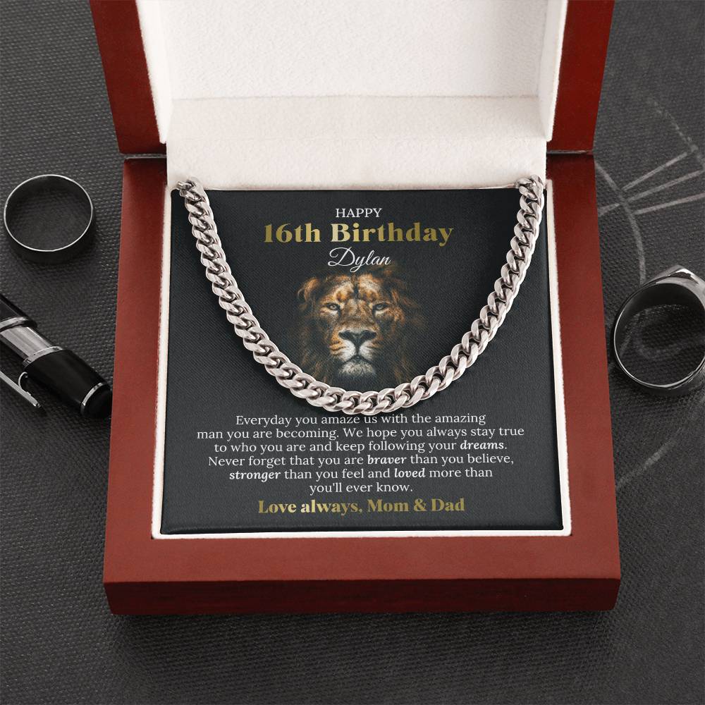 16th Birthday Cuban Chain Necklace Personalized