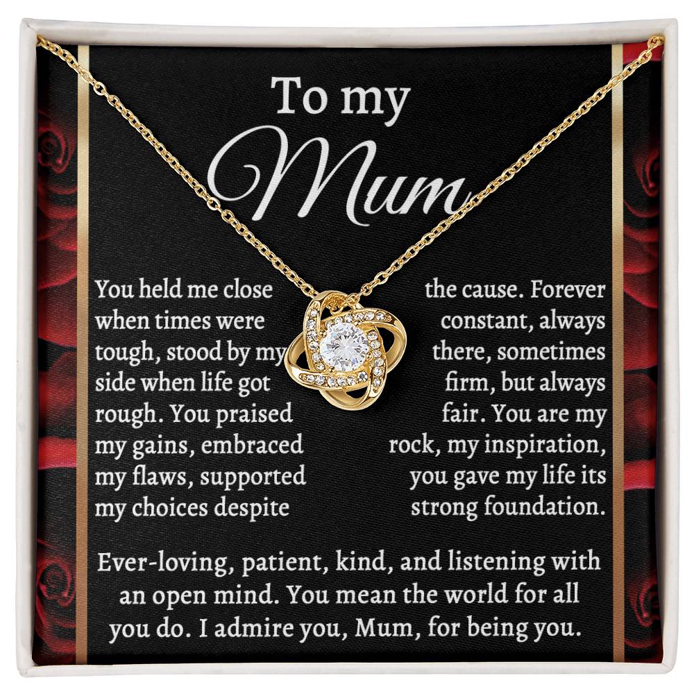 To My Mum – Elegant Love Knot Necklace Gift with Heartfelt Message