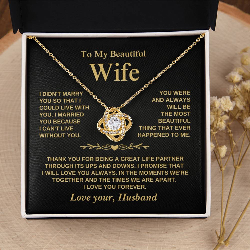 To My Beautiful Wife - Love Knot Necklace