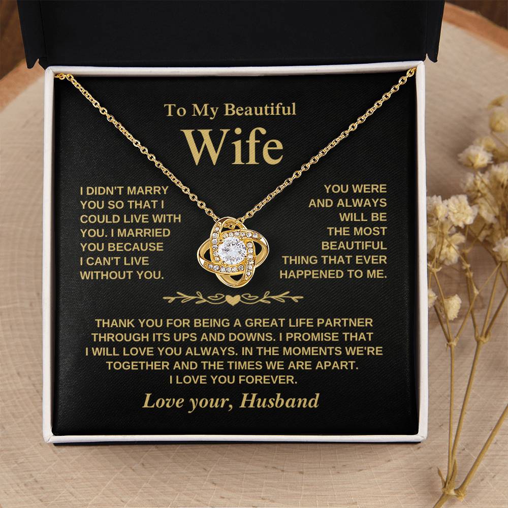 To My Beautiful Wife - Love Knot Necklace