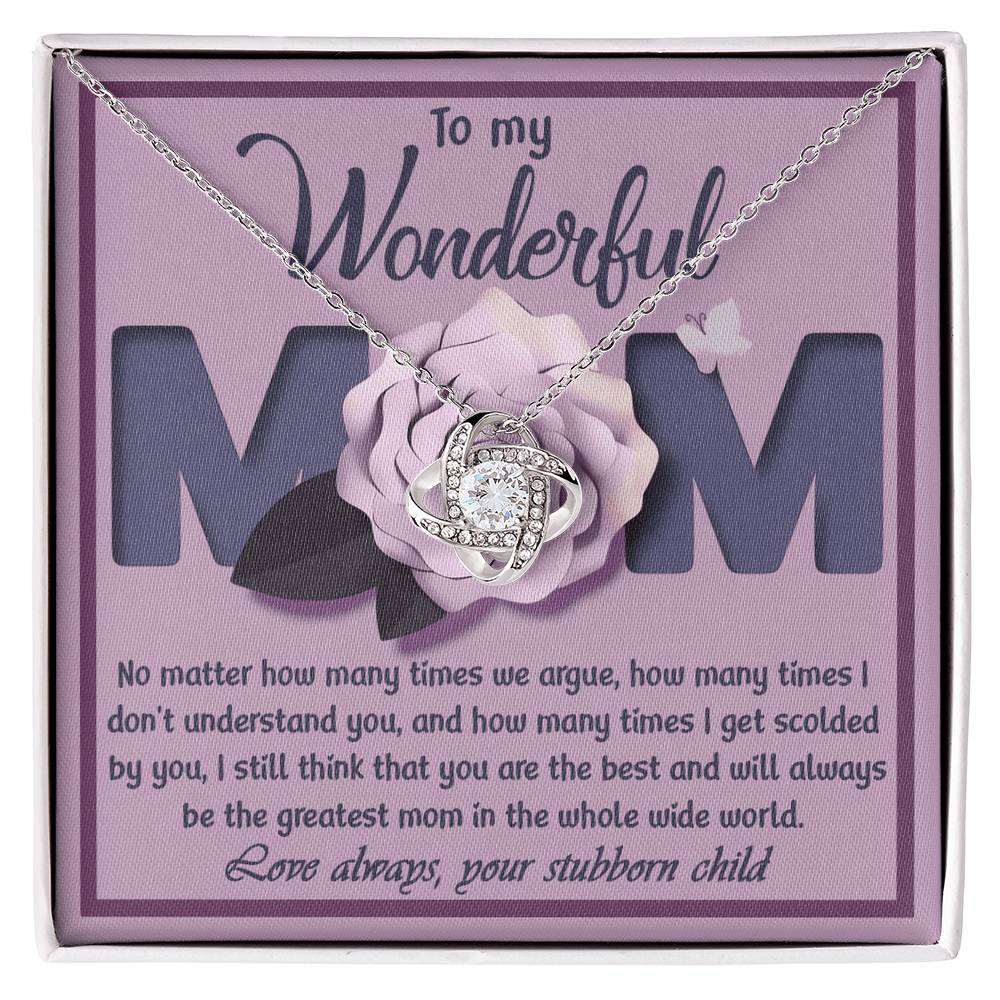 To My Wonderful Mom – Love Knot Necklace
