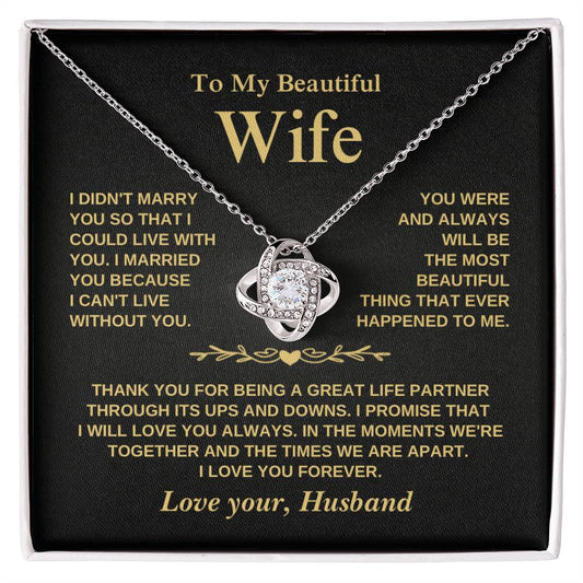 To My Beautiful Wife - Love Knot Necklace