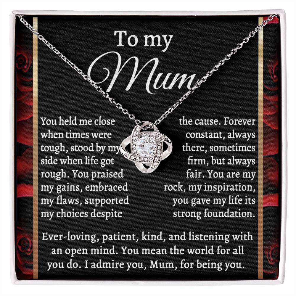 To My Mum – Elegant Love Knot Necklace Gift with Heartfelt Message