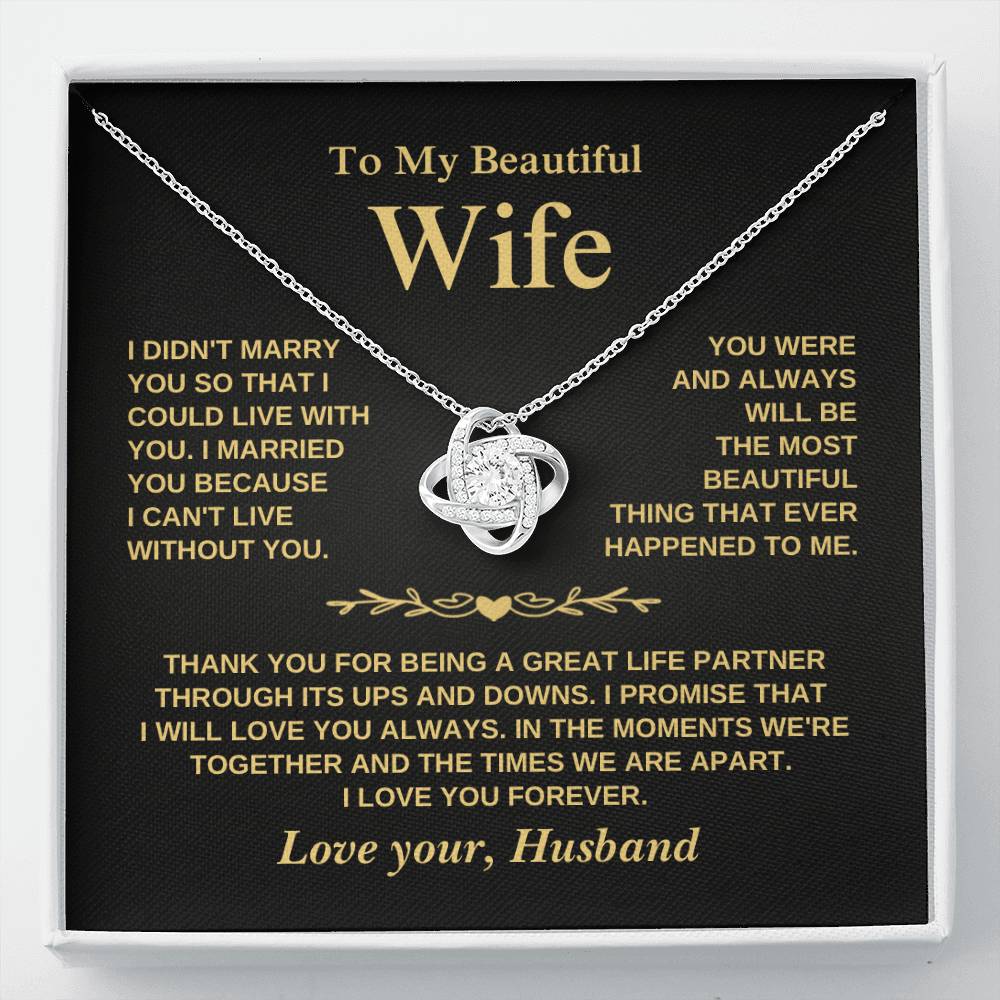 To My Beautiful Wife - Love Knot Necklace