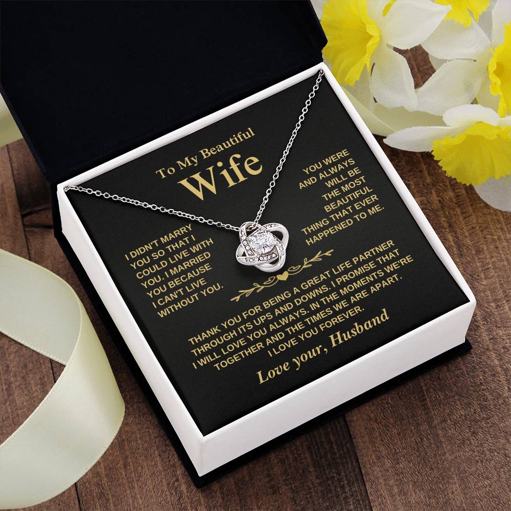 To My Beautiful Wife - Love Knot Necklace