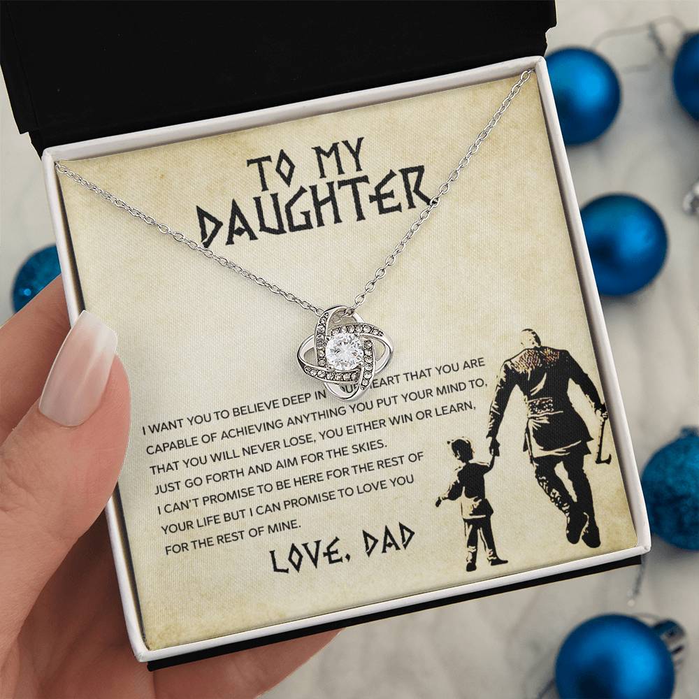To My Daughter Aim For The Skies | Love Knot Necklace