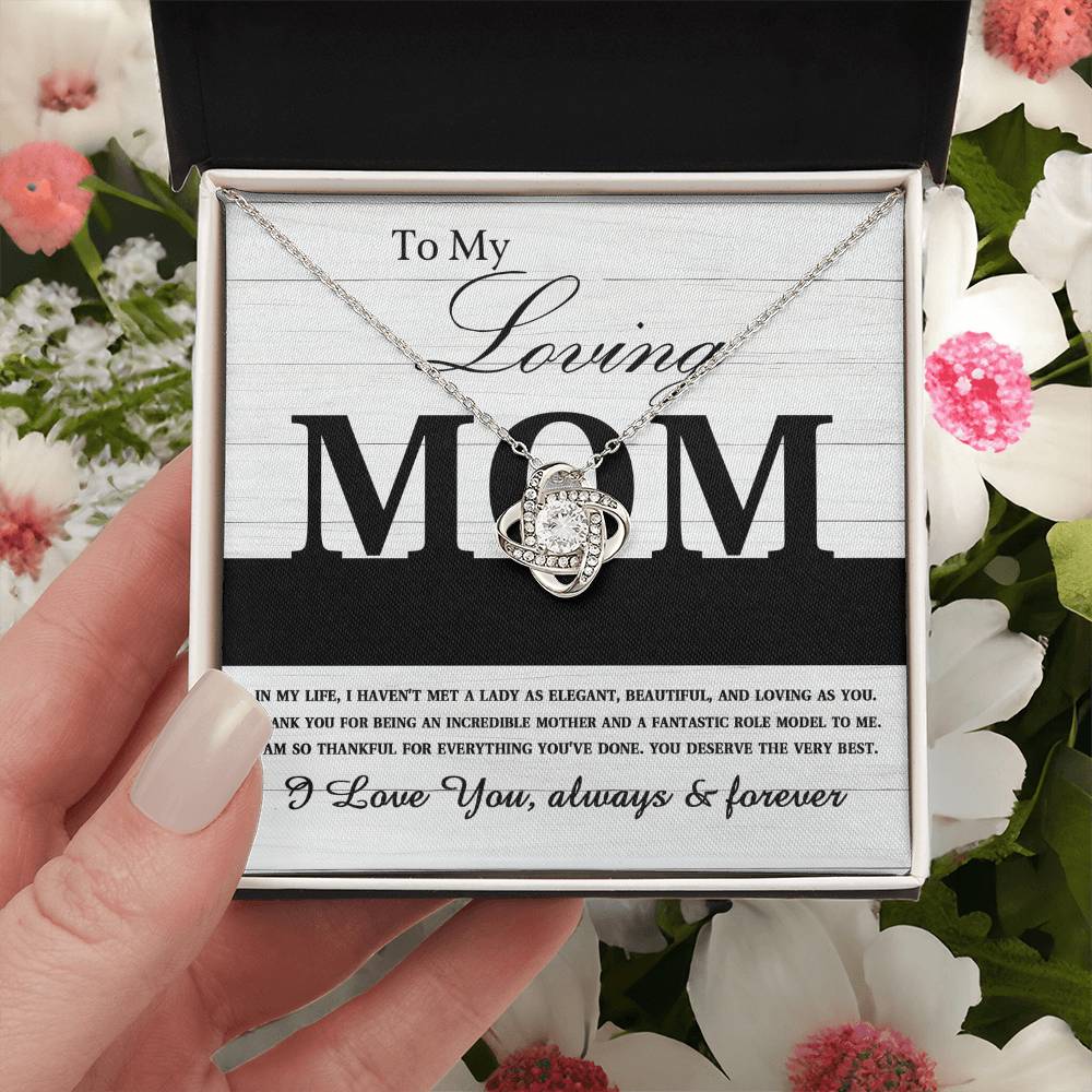 To My Loving Mom – Elegant Love Knot Necklace Gift