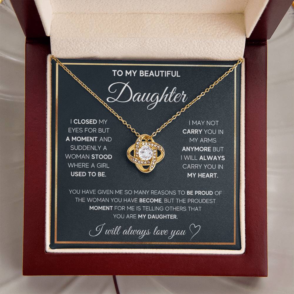 To My Daughter | Proud | Love Knot Necklace