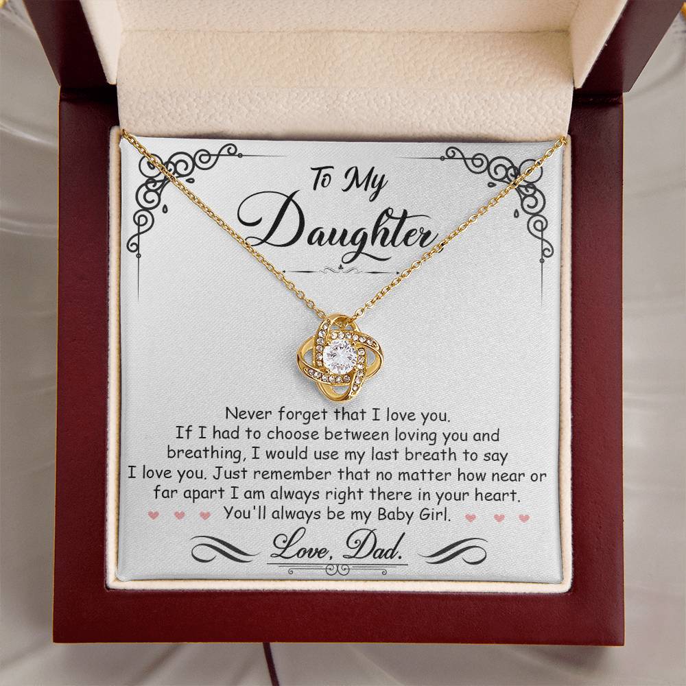 To My Daughter My Baby Girl | Love Knot Necklace