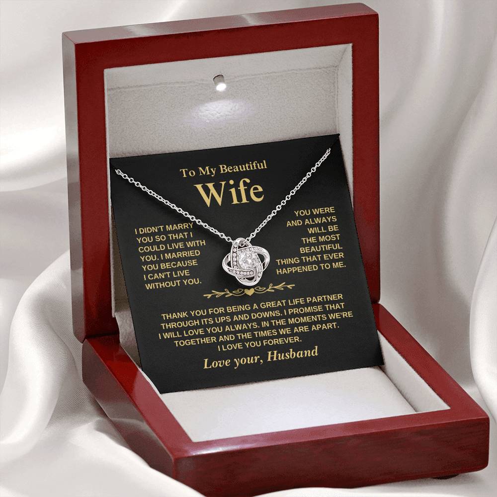To My Beautiful Wife - Love Knot Necklace