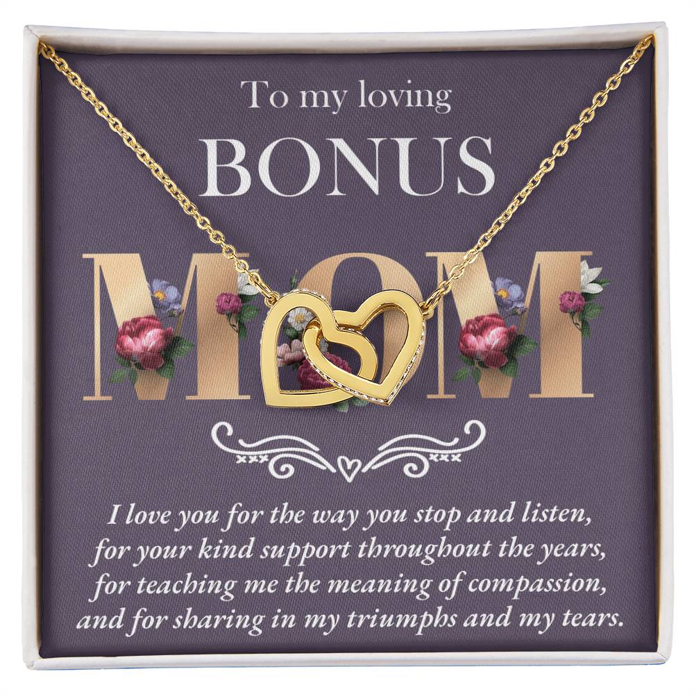 To My Loving Bonus Mom – Interlocking Hearts Necklace