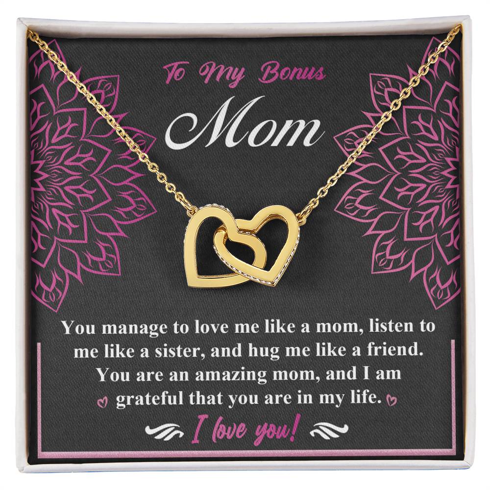 To My Bonus Mom – Interlocking Hearts Necklace