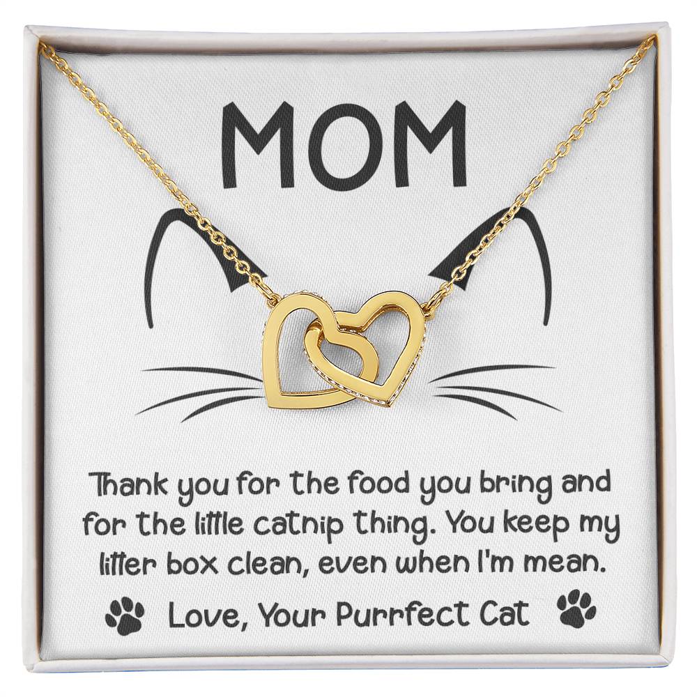 To My Purrfect Cat Mom – Interlocking Hearts Necklace from Your Feline Friend