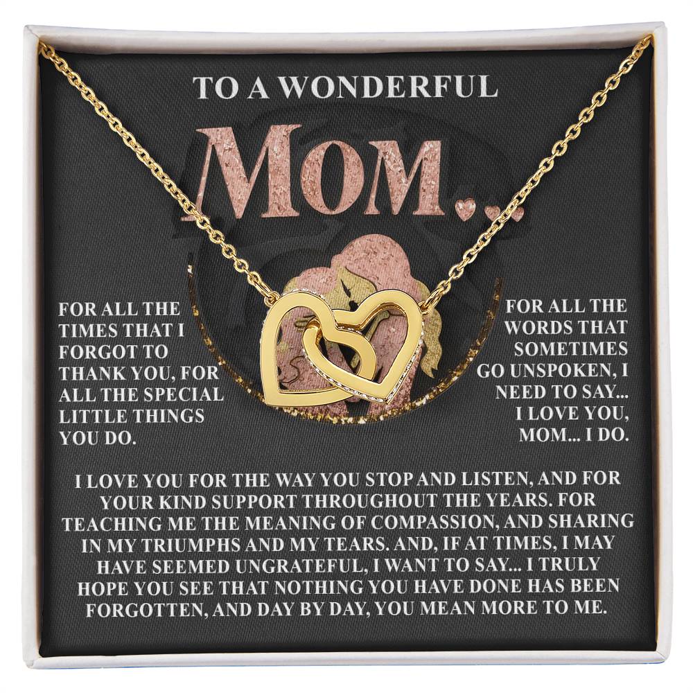 “You Mean More to Me, Mom” – Interlocking Hearts Necklace