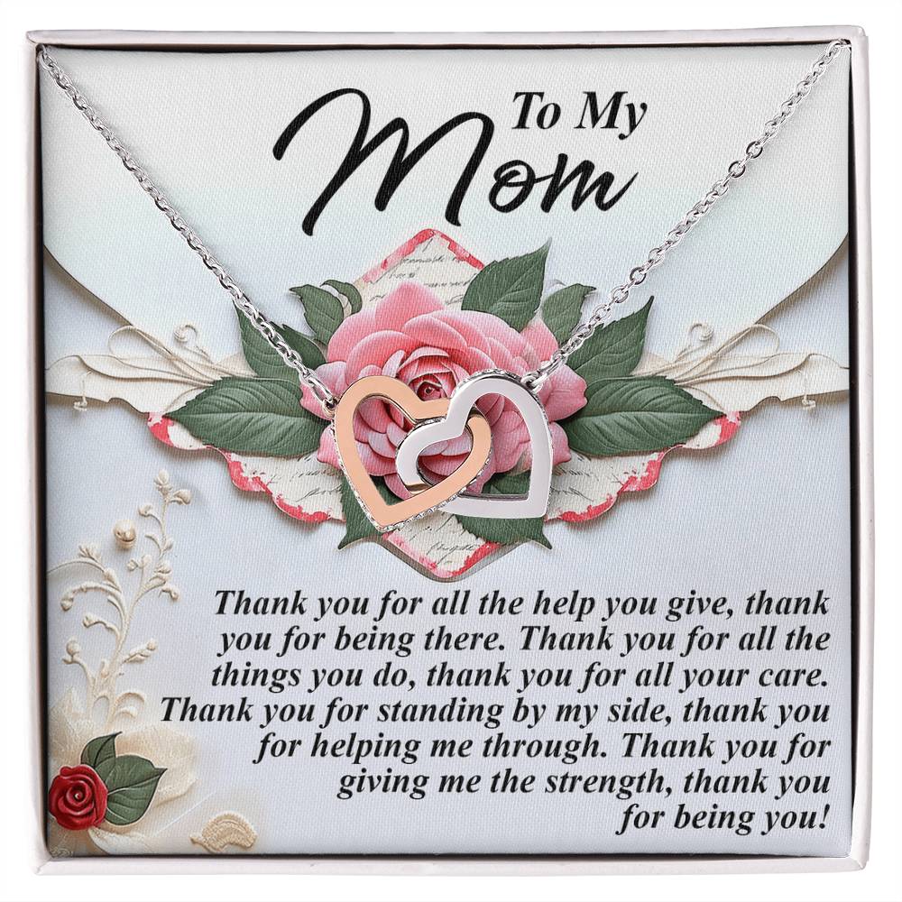 "Thank You for Being You" – Interlocking Hearts Necklace for Mom