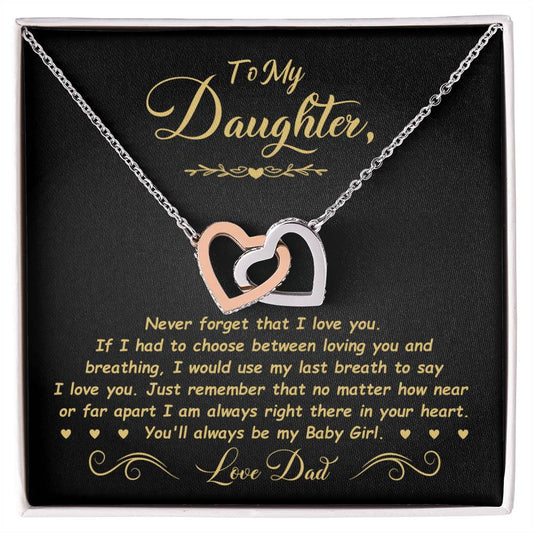 To My Daughter - Baby Girl - Interlocking Heart Necklace