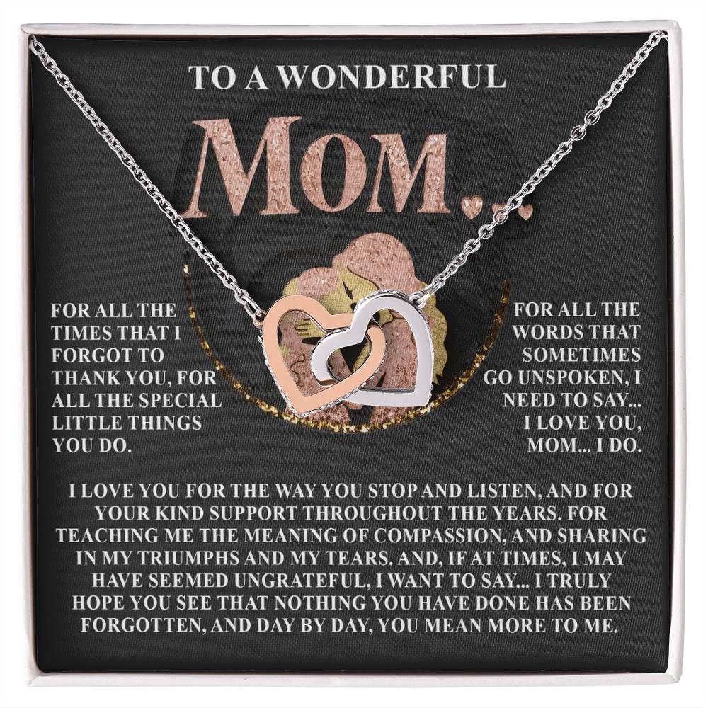 “You Mean More to Me, Mom” – Interlocking Hearts Necklace