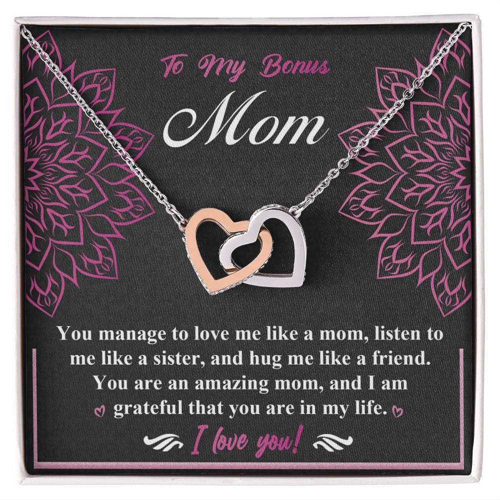 To My Bonus Mom – Interlocking Hearts Necklace