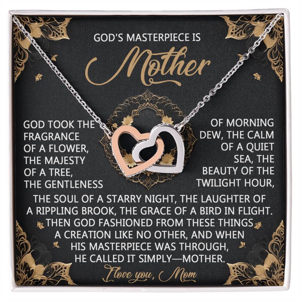 "God’s Masterpiece – Mother" Interlocking Hearts Necklace