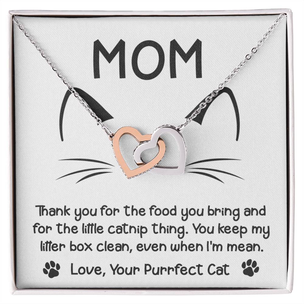 To My Purrfect Cat Mom – Interlocking Hearts Necklace from Your Feline Friend