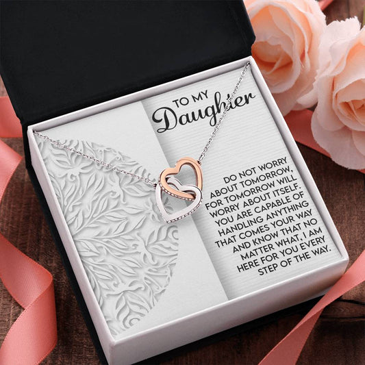 "Here for Every Step" Interlocking Hearts Necklace
