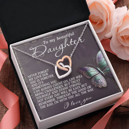 "I'm With You Always" Interlocking Hearts Necklace